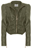 Khaki PVC Fitted Biker Jacket