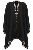 Black Knitted Contrast Border Capes