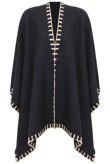 Navy Knitted Contrast Border Capes