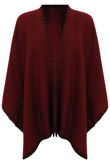 Wine Knitted Contrast Border Capes