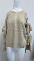 Cream Knitted Jumper With Frill Sleeve