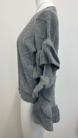 Grey Knitted Jumper With Frill Sleeve