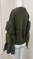 Khaki Knitted Jumper With Frill Sleeve