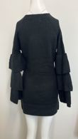 Black Knitted Jumper Dress With Frill Sleeve
