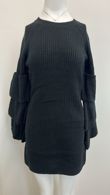 Black Knitted Jumper Dress With Frill Sleeve