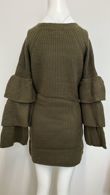 Khaki Knitted Jumper Dress With Frill Sleeve