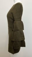 Khaki Knitted Jumper Dress With Frill Sleeve