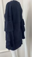Navy Knitted Jumper Dress With Frill Sleeve