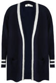 Navy Knitted Contrast Oversize Cardigans