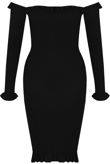 Ribbed Pleated Bardot Midi Dress - Mixed Colour Pack
