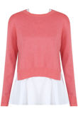 Pink Back Slit Lined Peplum Hem Jumper 