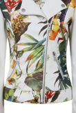 Cream PVC Floral Detail Zipped Pockets Jacket