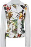 Cream PVC Floral Detail Zipped Pockets Jacket