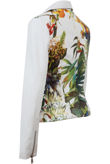 Cream PVC Floral Detail Zipped Pockets Jacket