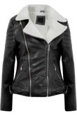 Black PVC Fur Lined Biker Jacket