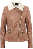 Camel Fur Lined Jacket with Zipped Pockets