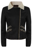 Black Fur Lined Jacket with Zipped Pockets 