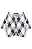Black Bold Check Flared Shorts