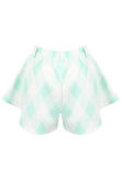 Green Bold Check Flared Shorts