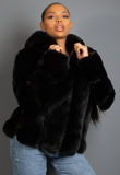 Black Luxe Chunky Faux Fur Hooded Jacket