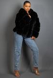 Black Luxe Chunky Faux Fur Hooded Jacket
