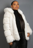 Cream Luxe Chunky Faux Fur Hooded Jacket