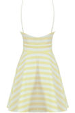 Yellow & Cream Horizontal Stripe Print Flared Strappy Dress