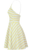 Yellow & Cream Horizontal Stripe Print Flared Strappy Dress