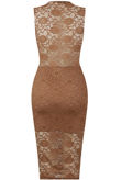 Taupe Floral Lace Textured Midi Dress
