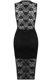 Black Floral Lace Textured Midi Dress