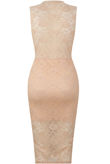 Pink Floral Lace Textured Midi Dress
