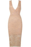 Pink Floral Lace Textured Midi Dress