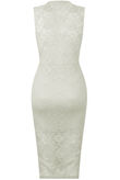 White Floral Lace Textured Midi Dress