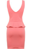 Fuchsia Block Coloured Single Peplum Style Mini Dress 