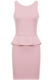 Pink Block Coloured Single Peplum Style Mini Dress 