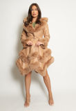 Camel Faux Fur Layered PU Coat