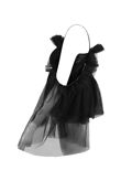 Black Cold Shoulder Elasticated Mesh Tops