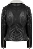 Black PVC Fur Lined Biker Jacket