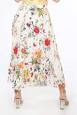 White Floral Pleated Midi Skirt