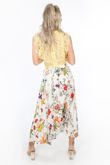 White Floral Pleated Midi Skirt