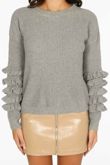 Layered Frill Sleeve Jumper In Grey