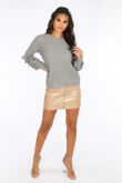 Layered Frill Sleeve Jumper In Grey