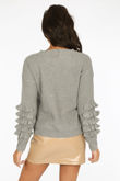 Layered Frill Sleeve Jumper In Grey