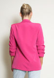 Fuchsia Plain Ruched Sleeve Open Blazer