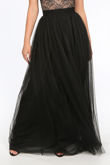 Full Length Maxi Tulle Skirt In Black