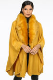 Mustard Faux Fur Trim Cape