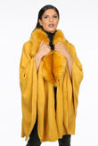 Mustard Faux Fur Trim Cape