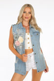 Floral Applique Denim Gilet