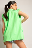 Green Oversized Puff Shoulder Blazer