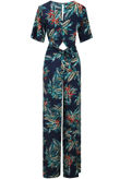Navy Floral Print Palazzo Trouser
